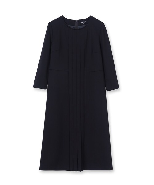 【未使用】　INDIVI 麻調スタイルアップワンピース 洗える／UVケア／SETUP可能】麻調スタイルアップワンピース