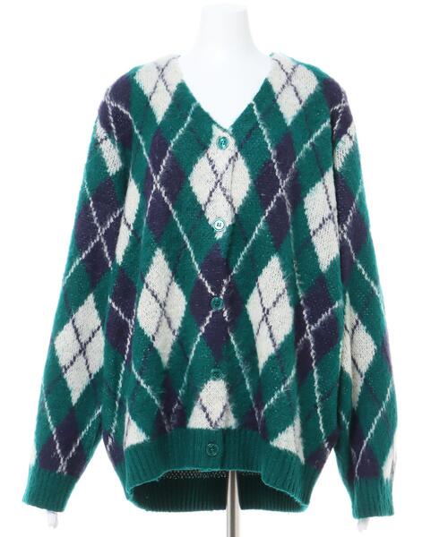 INGNI(イング)の「モヘアタッチアーガイル柄ロングカーディガン(カーディガン/ボレロ・レディース・マスタード/グリーン/ブラック・M)」の7枚目の写真