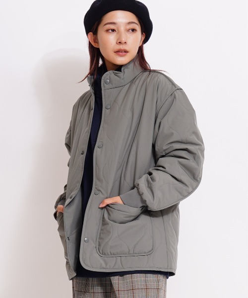 GIORDANO（ジョルダーノ）の「[ GIORDANO ]キルティングパデッドジャケット | 撥水/防風 (ユニセックス)（ダウンジャケット/コート・レディース・グリーン/ブラック/グレー・MEDIUM/LARGE/X-LARGE）」の5枚目の写真