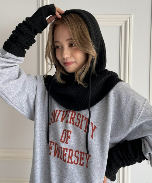 moment+（モーメントプラス）の「リブニットバラクラバ＆アームウォーマー2Pセット（ネックウォーマー/スヌード・レディース・アイボリー/ブラック/ベージュ/チャコールグレー/ブラウン・FREE）」の22枚目の写真