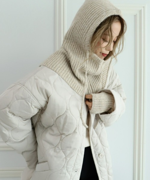 moment+（モーメントプラス）の「リブニットバラクラバ＆アームウォーマー2Pセット（ネックウォーマー/スヌード・レディース・アイボリー/ブラック/ベージュ/チャコールグレー/ブラウン・FREE）」の6枚目の写真