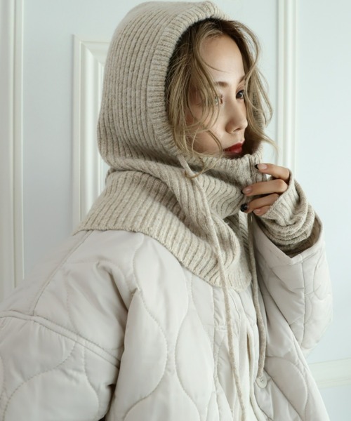 moment+（モーメントプラス）の「リブニットバラクラバ＆アームウォーマー2Pセット（ネックウォーマー/スヌード・レディース・アイボリー/ブラック/ベージュ/チャコールグレー/ブラウン・FREE）」の8枚目の写真