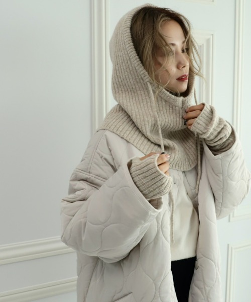 moment+（モーメントプラス）の「リブニットバラクラバ＆アームウォーマー2Pセット（ネックウォーマー/スヌード・レディース・アイボリー/ブラック/ベージュ/チャコールグレー/ブラウン・FREE）」の11枚目の写真