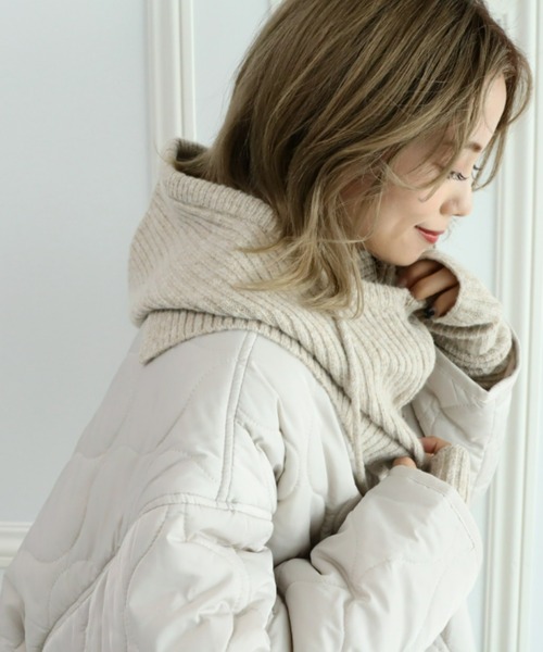 moment+（モーメントプラス）の「リブニットバラクラバ＆アームウォーマー2Pセット（ネックウォーマー/スヌード・レディース・アイボリー/ブラック/ベージュ/チャコールグレー/ブラウン・FREE）」の16枚目の写真