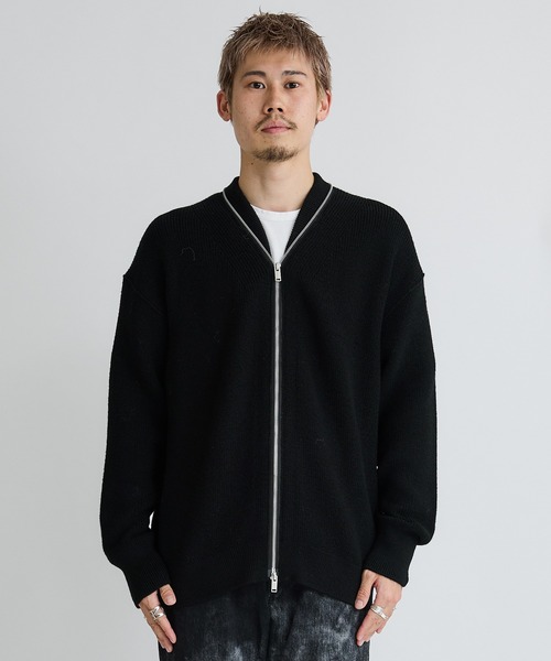 WRAPINKNOT(ラッピンノット)の「ZIP KNIT CARDIGAN(カーディガン/ボレロ・メンズ・ブラック・2/3)」の3枚目の写真