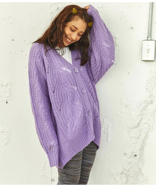 anap mimpi（アナップミンピ）の「柄編みモヘアタッチニットカーディガン（カーディガン/ボレロ・レディース・アイボリー/ターコイズブルー/ラベンダー/レッド・FREE）」の21枚目の写真