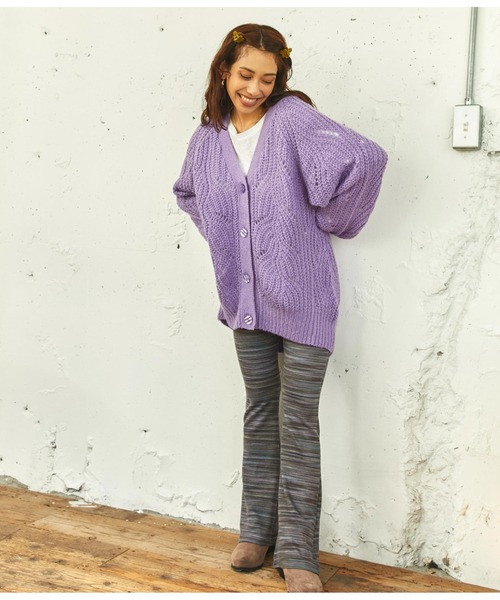 anap mimpi（アナップミンピ）の「柄編みモヘアタッチニットカーディガン（カーディガン/ボレロ・レディース・アイボリー/ターコイズブルー/ラベンダー/レッド・FREE）」の5枚目の写真