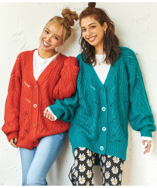 anap mimpi（アナップミンピ）の「柄編みモヘアタッチニットカーディガン（カーディガン/ボレロ・レディース・アイボリー/ターコイズブルー/ラベンダー/レッド・FREE）」の12枚目の写真