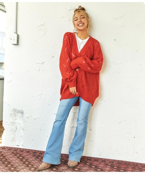 anap mimpi（アナップミンピ）の「柄編みモヘアタッチニットカーディガン（カーディガン/ボレロ・レディース・アイボリー/ターコイズブルー/ラベンダー/レッド・FREE）」の16枚目の写真