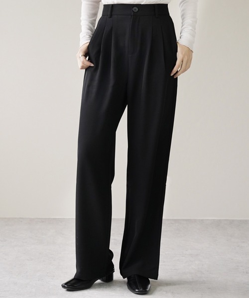 IAMUSE(アイアミューズ)の「フロントボタンセミワイドスラックスパンツ S0800【IAMUSE】(スラックス・レディース・グレー/ブラック/ベージュ・S/M)」の1枚目の写真