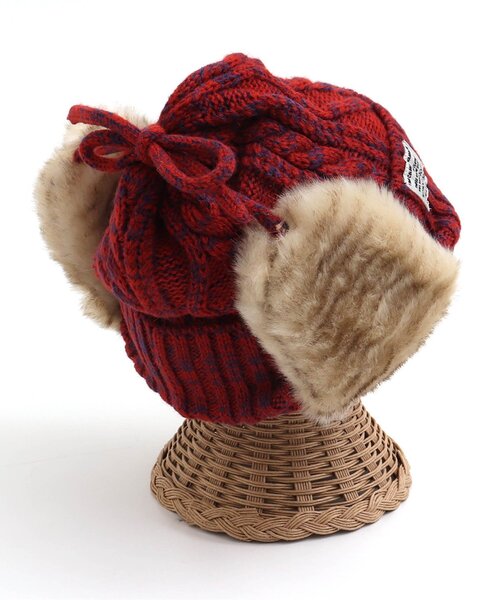 BREEZE（ブリーズ）の「耳当て付きニット帽（ニットキャップ/ビーニー・キッズ・アイボリー/レッド・58/54/50）」の14枚目の写真