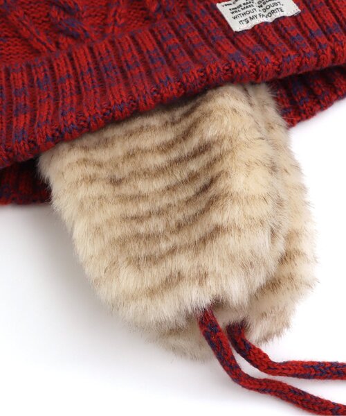 BREEZE（ブリーズ）の「耳当て付きニット帽（ニットキャップ/ビーニー・キッズ・アイボリー/レッド・58/54/50）」の17枚目の写真