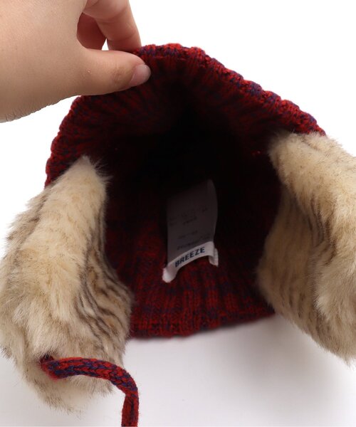 BREEZE（ブリーズ）の「耳当て付きニット帽（ニットキャップ/ビーニー・キッズ・アイボリー/レッド・58/54/50）」の19枚目の写真