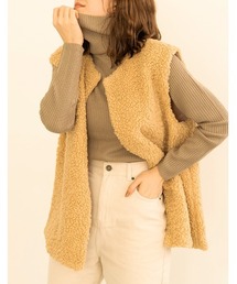 chocomee | round neck boa vest/ラウンドネックボアベスト(ベスト)