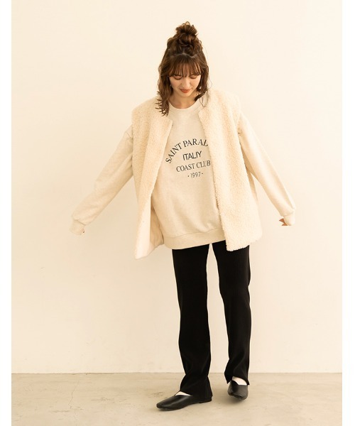 chocomee（チョコミー）の「round neck boa vest/ラウンドネックボアベスト（ベスト・レディース・アイボリー/ベージュ・ONE SIZE）」の13枚目の写真