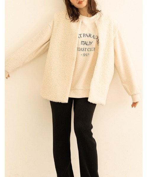 chocomee（チョコミー）の「round neck boa vest/ラウンドネックボアベスト（ベスト・レディース・アイボリー/ベージュ・ONE SIZE）」の20枚目の写真