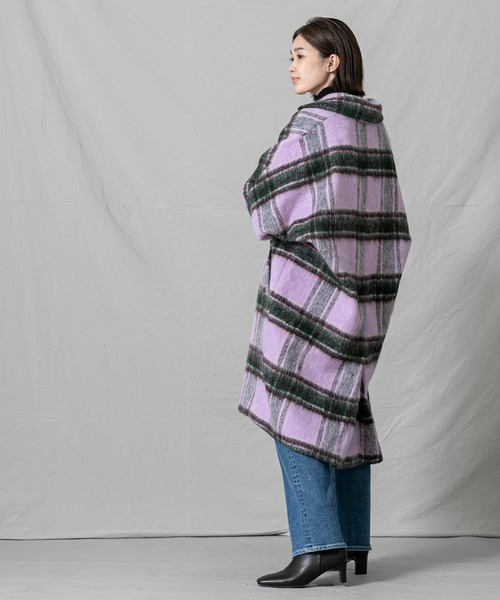 シャギーチェックテーラーコート