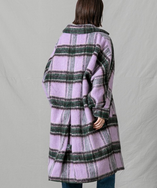 シャギーチェックテーラーコート