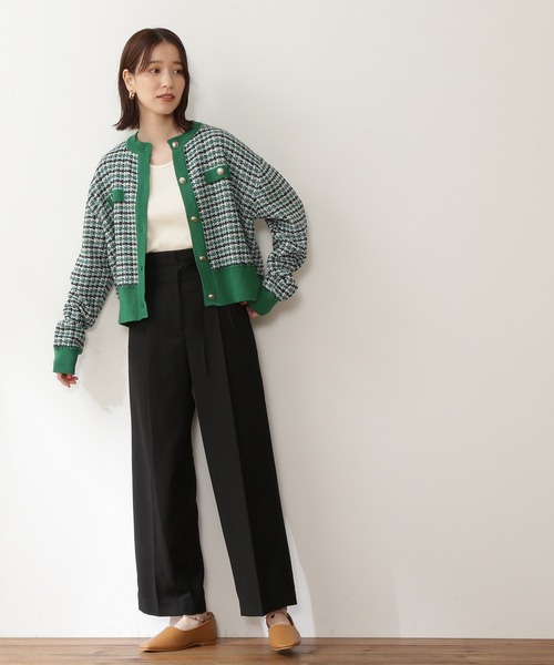 N.（N. Natural Beauty Basic）（エヌエヌナチュラルビューティーベーシック）の「◆ツイードニットカーディガン（カーディガン/ボレロ・レディース・オフホワイト/グリーン/ライトグリーン/オレンジ/ブラック・MEDIUM）」の10枚目の写真