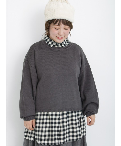 Samansa Mos2（サマンサ モスモス）の「リボン前後2WAYニットカーディガン（カーディガン/ボレロ・レディース・オフホワイト/ブラウン/グリーン/チャコール・ﾌﾘ-）」の10枚目の写真