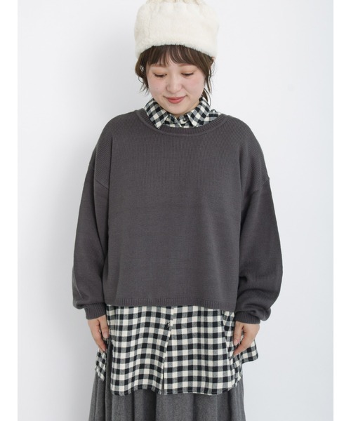 Samansa Mos2（サマンサ モスモス）の「リボン前後2WAYニットカーディガン（カーディガン/ボレロ・レディース・オフホワイト/ブラウン/グリーン/チャコール・ﾌﾘ-）」の12枚目の写真