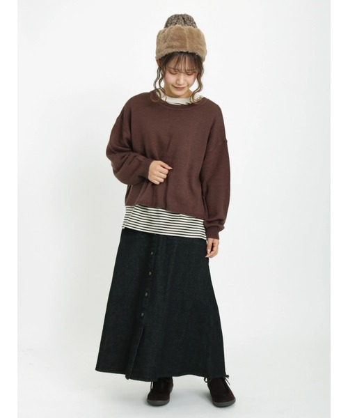 Samansa Mos2（サマンサ モスモス）の「リボン前後2WAYニットカーディガン（カーディガン/ボレロ・レディース・オフホワイト/ブラウン/グリーン/チャコール・ﾌﾘ-）」の22枚目の写真