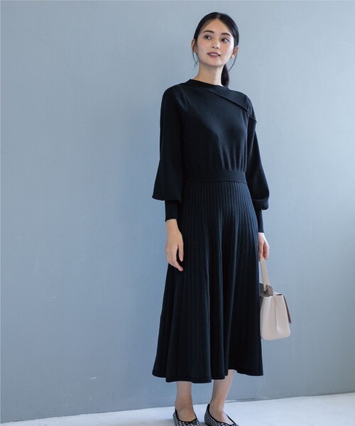 OPAQUE.CLIP(オペークドットクリップ)の「◆肩レース切替ニットワンピース(ワンピース・レディース・ブラック/ライトグリーン・38)」の21枚目の写真