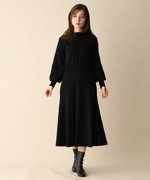 OPAQUE.CLIP(オペークドットクリップ)の「◆肩レース切替ニットワンピース(ワンピース・レディース・ブラック/ライトグリーン・38)」の15枚目の写真