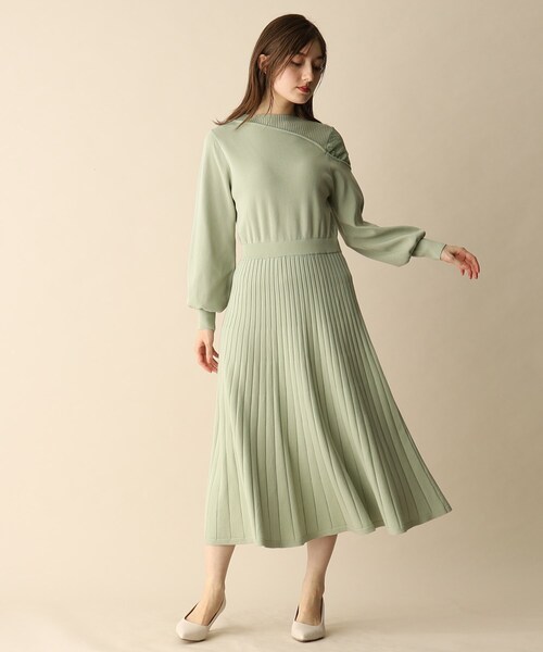 OPAQUE.CLIP(オペークドットクリップ)の「◆肩レース切替ニットワンピース(ワンピース・レディース・ブラック/ライトグリーン・38)」の16枚目の写真