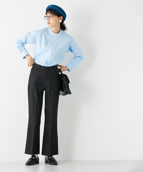 Le temps riche（ルタンリッシュ）の「センタープレスセミフレアパンツ＜Le temps riche＞（スラックス・レディース・サンドベージュ/ブラック・S/M/L/LL）」の3枚目の写真