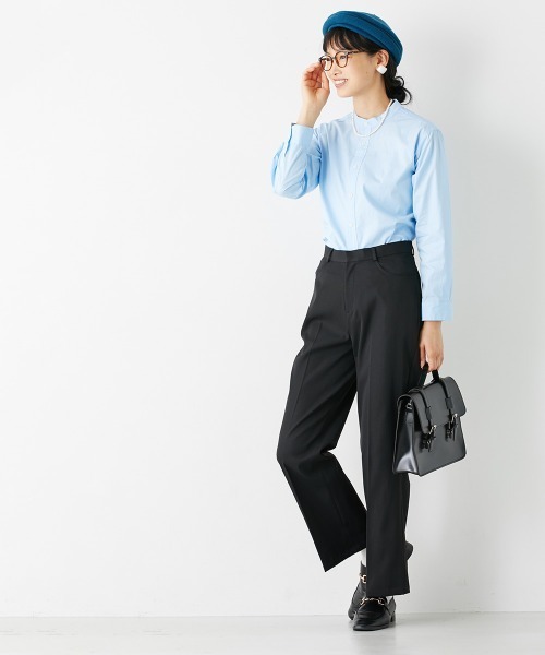 Le temps riche（ルタンリッシュ）の「センタープレスセミフレアパンツ＜Le temps riche＞（スラックス・レディース・サンドベージュ/ブラック・S/M/L/LL）」の5枚目の写真