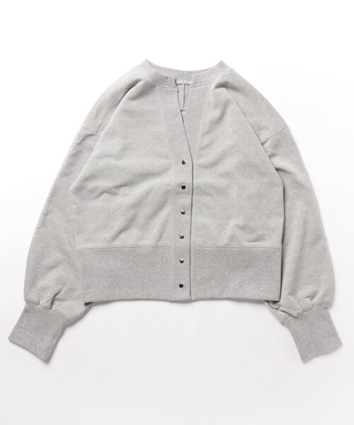 Q(キュー)の「裏毛Vネックショートカーデ(カーディガン/ボレロ・レディース・ライトグレー/ネイビー/ラベンダー・MEDIUM)」の5枚目の写真