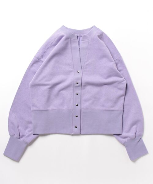 Q(キュー)の「裏毛Vネックショートカーデ(カーディガン/ボレロ・レディース・ライトグレー/ネイビー/ラベンダー・MEDIUM)」の6枚目の写真