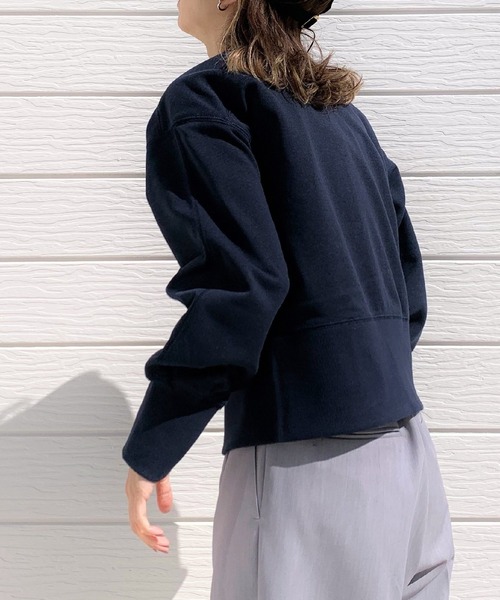 Q(キュー)の「裏毛Vネックショートカーデ(カーディガン/ボレロ・レディース・ライトグレー/ネイビー/ラベンダー・MEDIUM)」の10枚目の写真