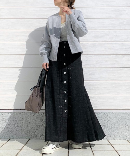 Q(キュー)の「裏毛Vネックショートカーデ(カーディガン/ボレロ・レディース・ライトグレー/ネイビー/ラベンダー・MEDIUM)」の17枚目の写真