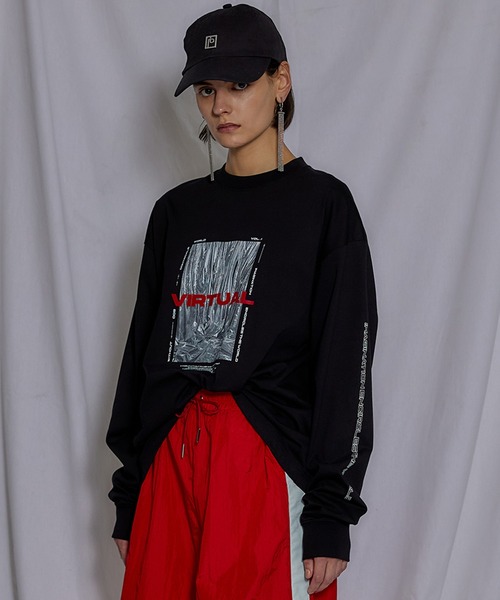 PRANK PROJECT（プランクプロジェクト）の「VIRTUALロングTEE/VIRTUAL Long Sleeve Tee（Tシャツ/カットソー・レディース・ホワイト/チャコールグレー/ブラック・FREE）」の6枚目の写真