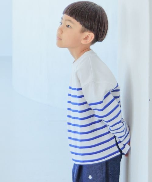 LOWRYS FARM(ローリーズファーム)の「USAボーダーロングスリーブ 178185(Tシャツ/カットソー・キッズ・ホワイト×イエロー/ホワイト×ピンク/ホワイト×ブラック/ホワイト×ブルー・110cm/120cm/130cm/140cm/150cm)」の2枚目の写真