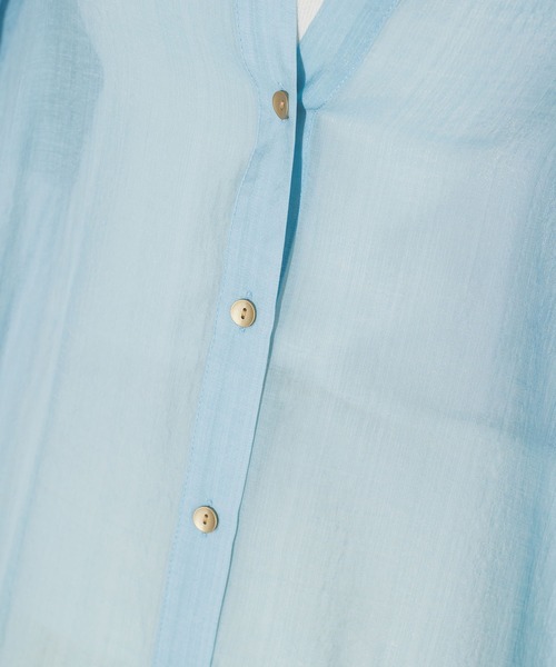 無地シアーAラインシャツワンピース