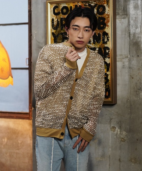 G.O.C（ジーオーシー）の「ネップ ニット シアー ルーズ カーディガン（カーディガン/ボレロ・メンズ・ベージュ/ブラック・MEDIUM/LARGE）」の16枚目の写真