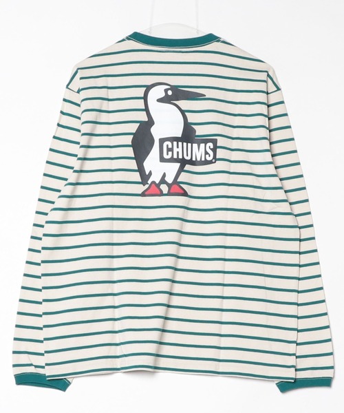 CHUMS（チャムス）の「CHUMS/チャムス ロンTEE ブービーロゴ CH01-2275（Tシャツ/カットソー・メンズ・ホワイト×ネイビー/グリーン/ホワイト/ブラック/グレイッシュベージュ/ホワイト×グリーン・L/M/XL）」の2枚目の写真