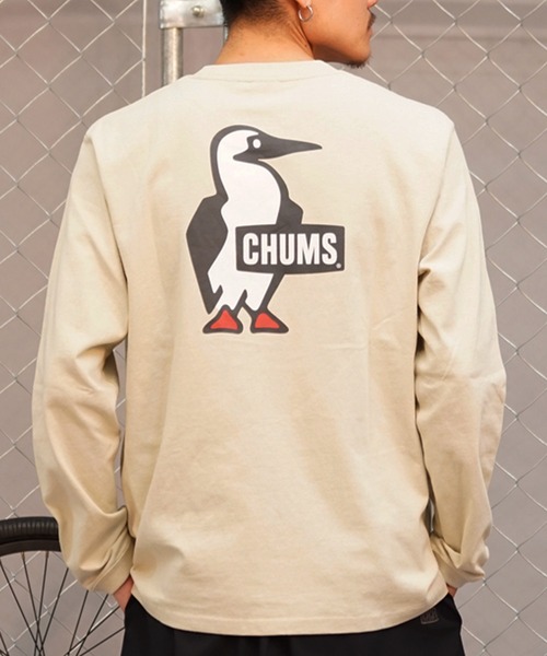 CHUMS（チャムス）の「CHUMS/チャムス ロンTEE ブービーロゴ CH01-2275（Tシャツ/カットソー・メンズ・ホワイト×ネイビー/グリーン/ホワイト/ブラック/グレイッシュベージュ/ホワイト×グリーン・L/M/XL）」の5枚目の写真