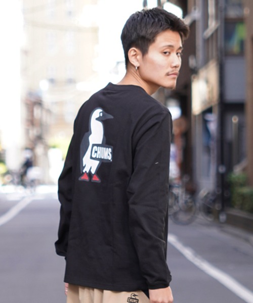 CHUMS（チャムス）の「CHUMS/チャムス ロンTEE ブービーロゴ CH01-2275（Tシャツ/カットソー・メンズ・ホワイト×ネイビー/グリーン/ホワイト/ブラック/グレイッシュベージュ/ホワイト×グリーン・L/M/XL）」の17枚目の写真