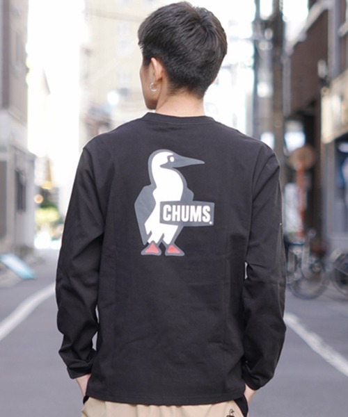 CHUMS（チャムス）の「CHUMS/チャムス ロンTEE ブービーロゴ CH01-2275（Tシャツ/カットソー・メンズ・ホワイト×ネイビー/グリーン/ホワイト/ブラック/グレイッシュベージュ/ホワイト×グリーン・L/M/XL）」の16枚目の写真