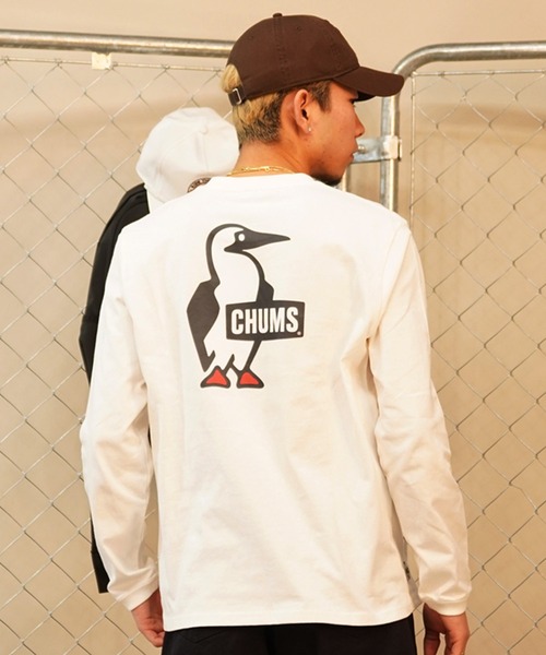 CHUMS（チャムス）の「CHUMS/チャムス ロンTEE ブービーロゴ CH01-2275（Tシャツ/カットソー・メンズ・ホワイト×ネイビー/グリーン/ホワイト/ブラック/グレイッシュベージュ/ホワイト×グリーン・L/M/XL）」の9枚目の写真