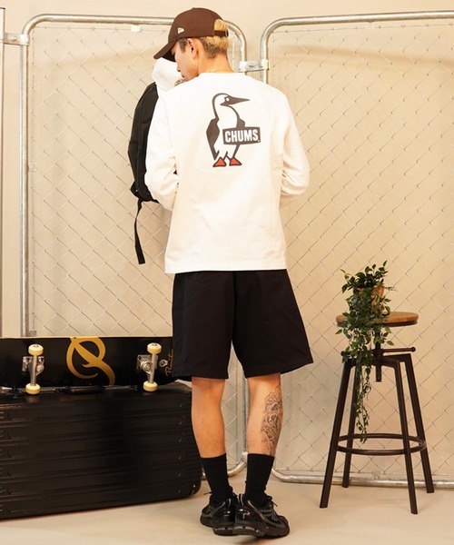 CHUMS（チャムス）の「CHUMS/チャムス ロンTEE ブービーロゴ CH01-2275（Tシャツ/カットソー・メンズ・ホワイト×ネイビー/グリーン/ホワイト/ブラック/グレイッシュベージュ/ホワイト×グリーン・L/M/XL）」の12枚目の写真