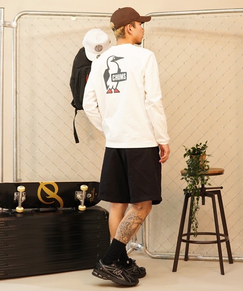 CHUMS（チャムス）の「CHUMS/チャムス ロンTEE ブービーロゴ CH01-2275（Tシャツ/カットソー・メンズ・ホワイト×ネイビー/グリーン/ホワイト/ブラック/グレイッシュベージュ/ホワイト×グリーン・L/M/XL）」の13枚目の写真