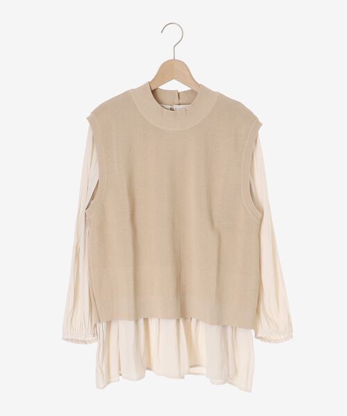 ブラウスレイヤードニットベスト