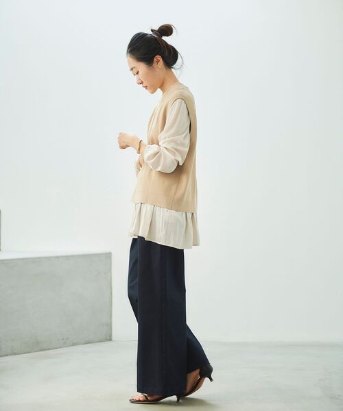 ブラウスレイヤードニットベスト