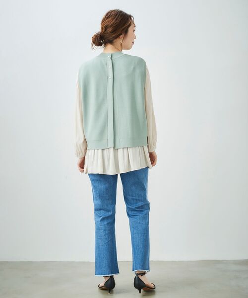 ブラウスレイヤードニットベスト