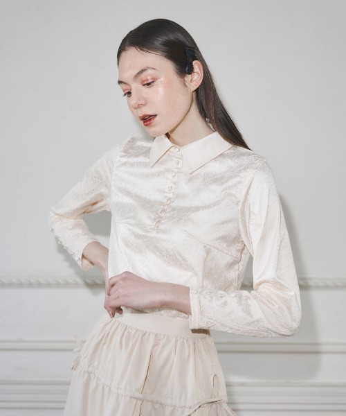 MIRO AMURETTE（ミロアミュレット）の「fleurir shirt blouse/レースポロブラウス（シャツ/ブラウス・レディース・ナチュラル・FREE）」の2枚目の写真